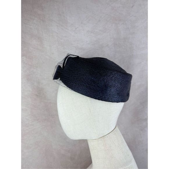 Vintage 1960s Navy Pill Box Hat - Picture 5 of 7